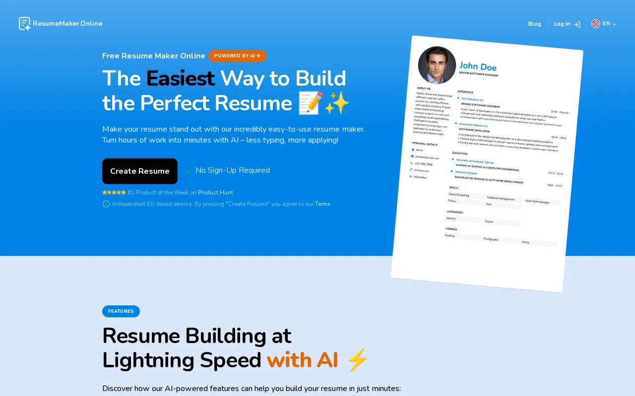 ResumeMaker.Online — pricing page