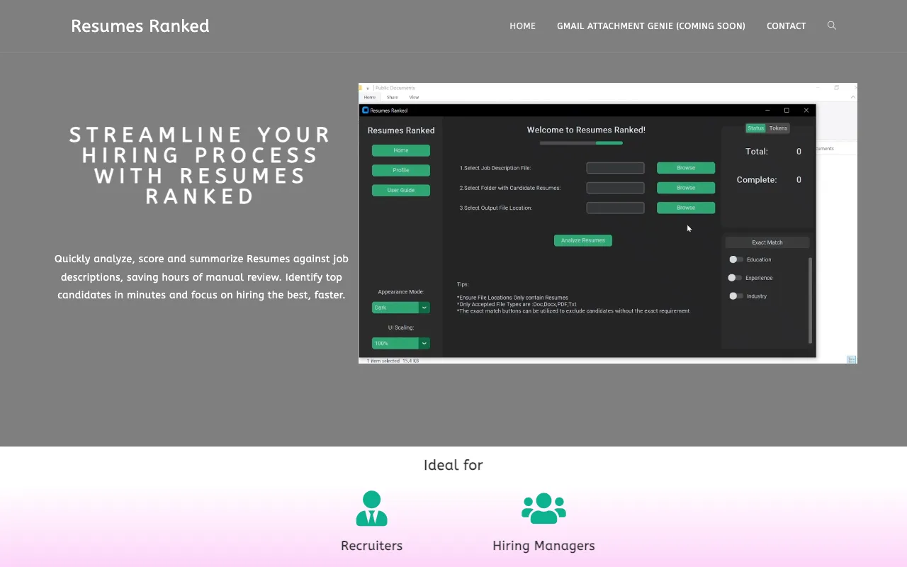 Resumes Ranked — preview screenshot