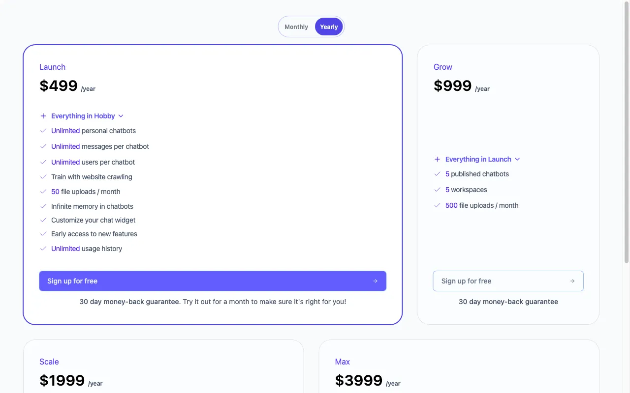 Retune — pricing page