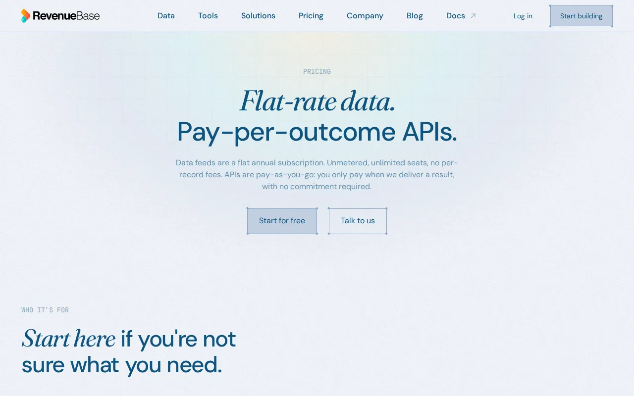 Revenuebase — pricing page
