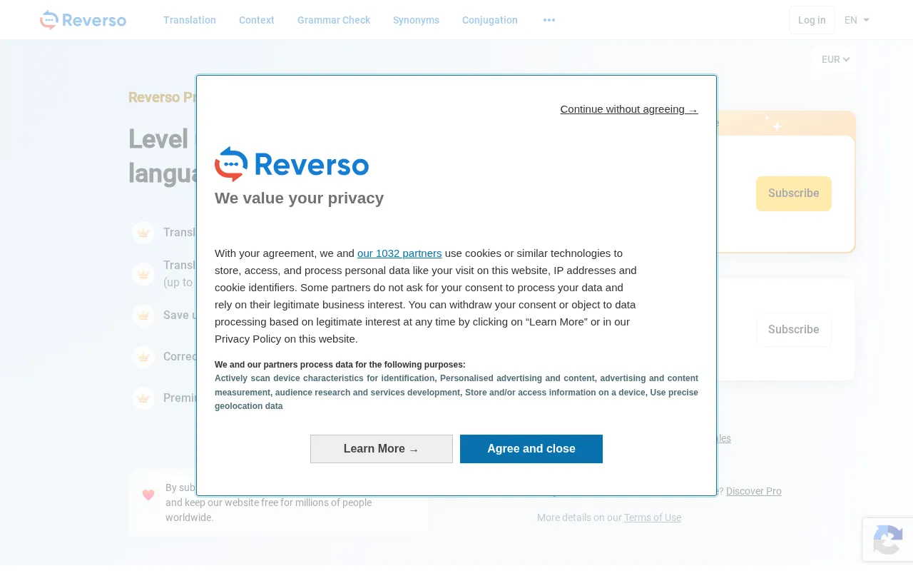 Reverso — pricing page