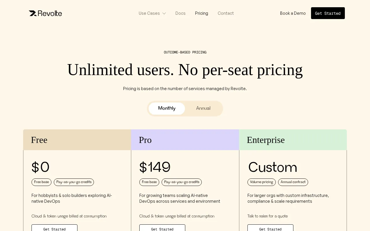 Revolte — pricing page