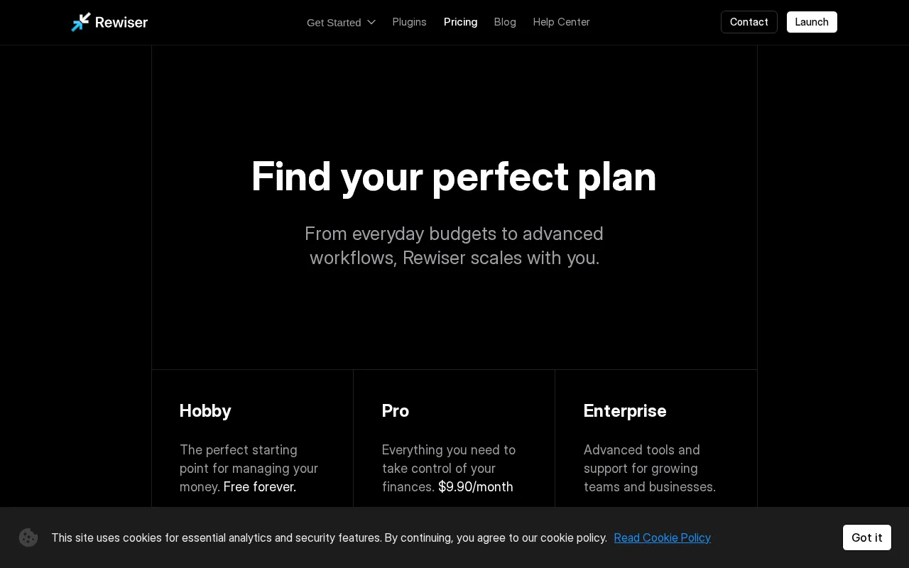 Rewiser — pricing page