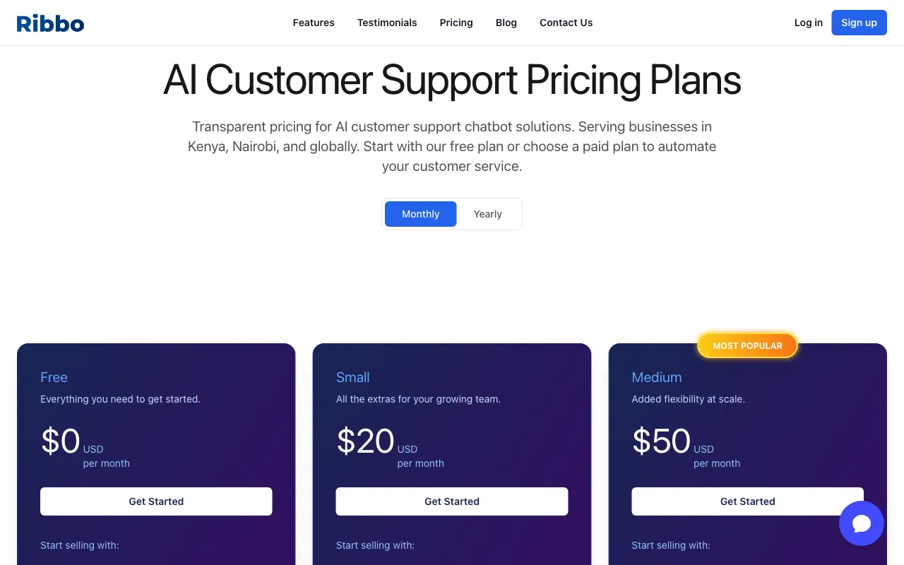 Ribbo — pricing page