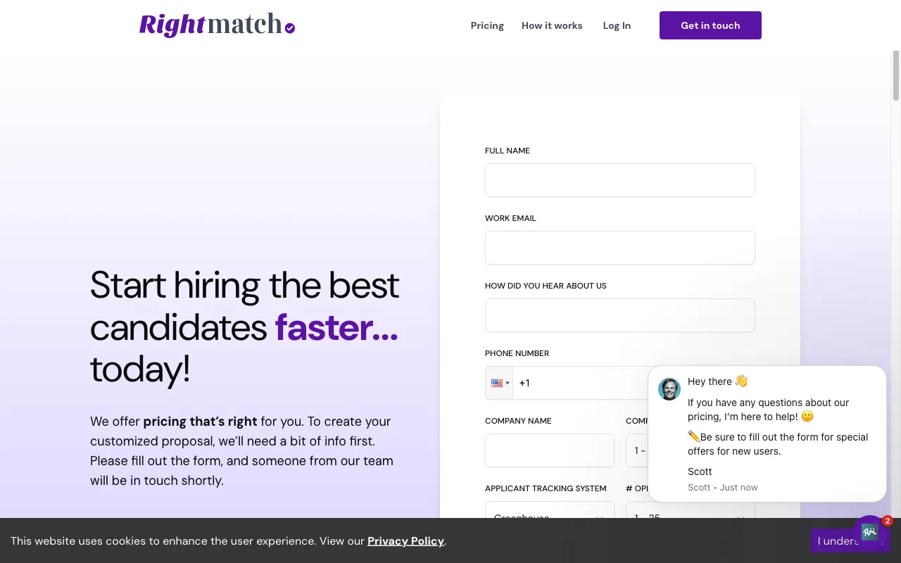 RightMatch Ai — pricing page