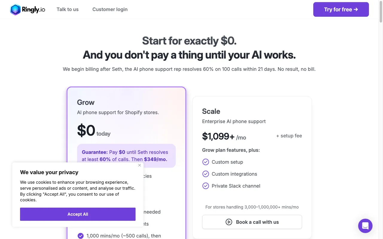 Ringly.io — pricing page
