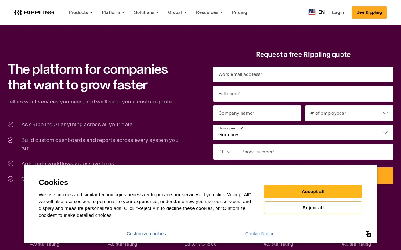 Rippling — pricing page