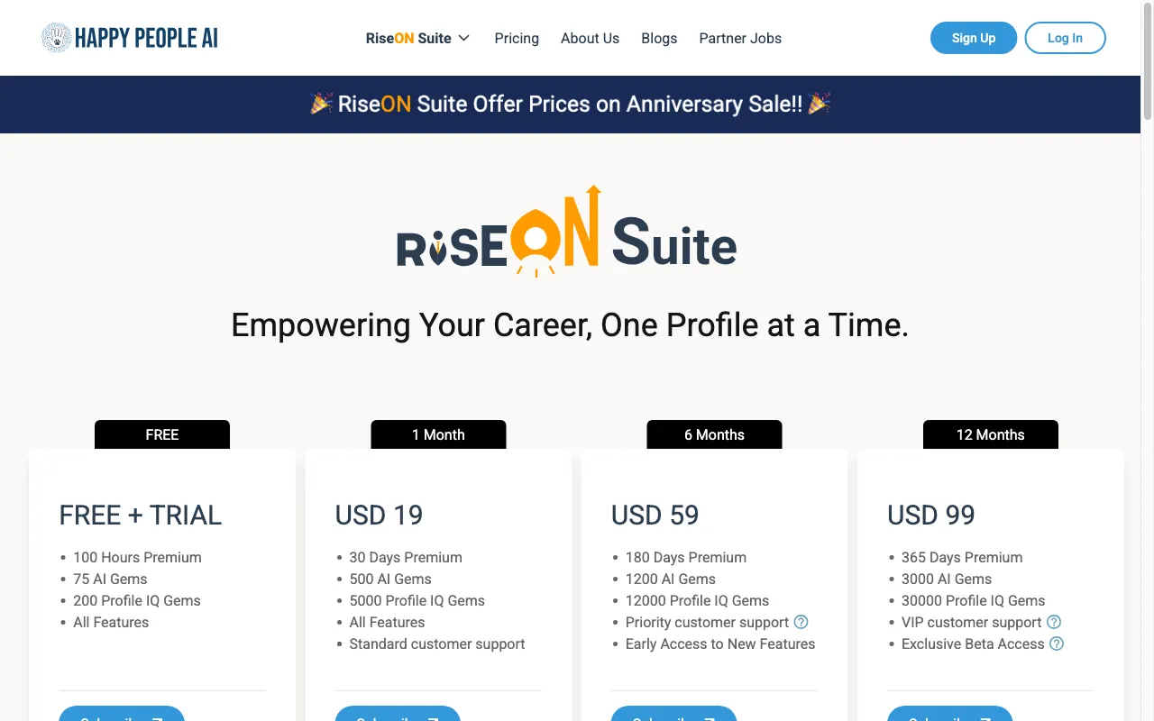 Happy People AI — pricing page