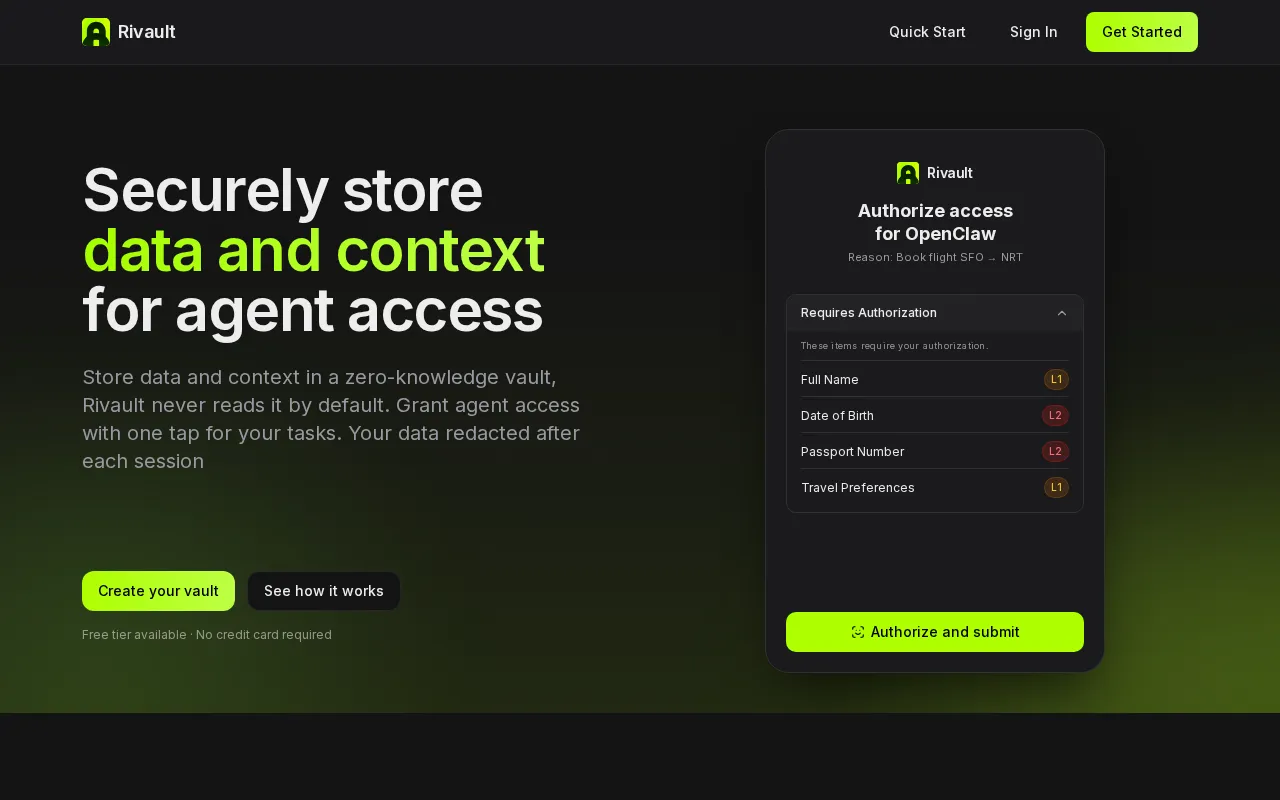 Rivault — pricing page