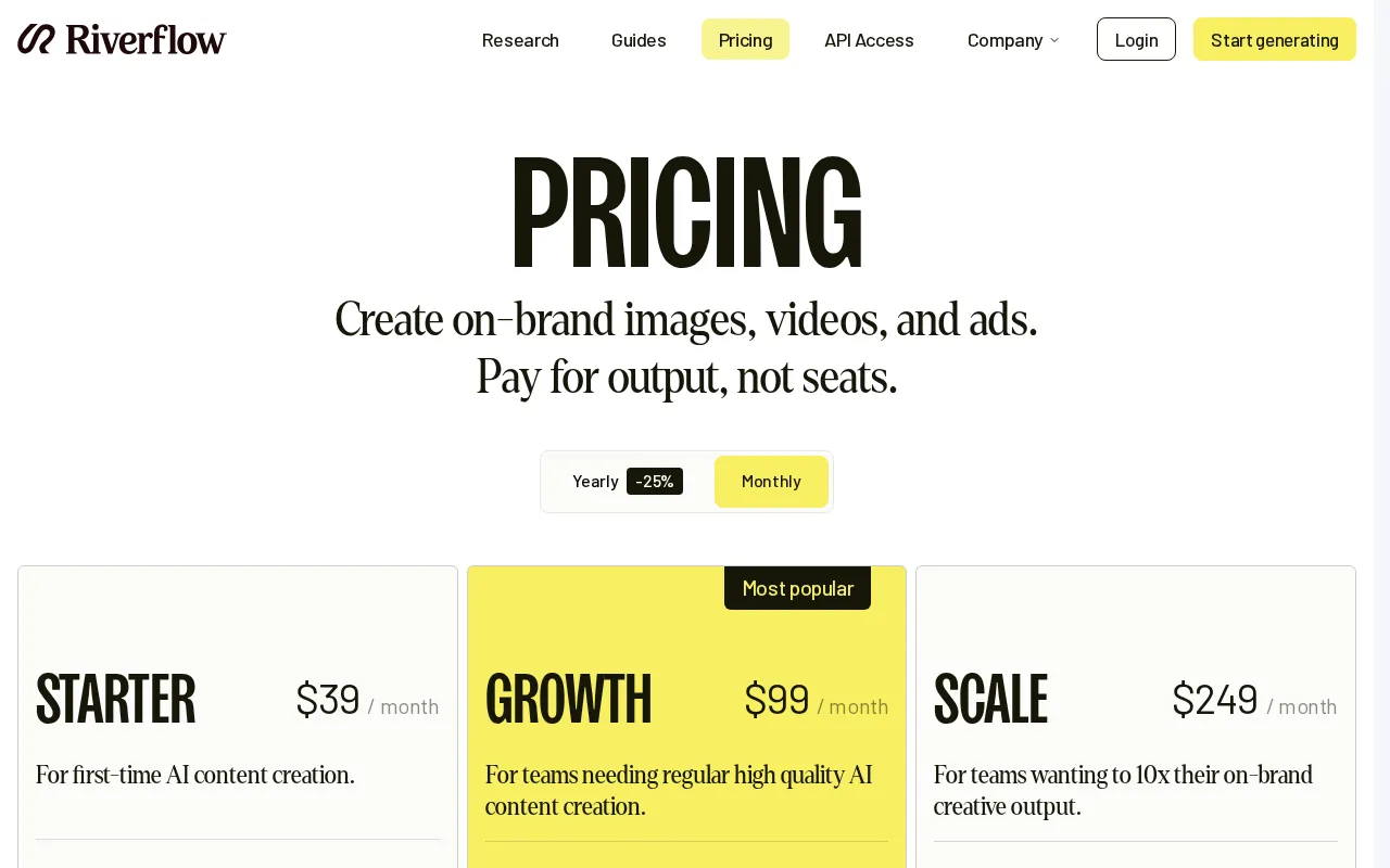 Riverflow — pricing page