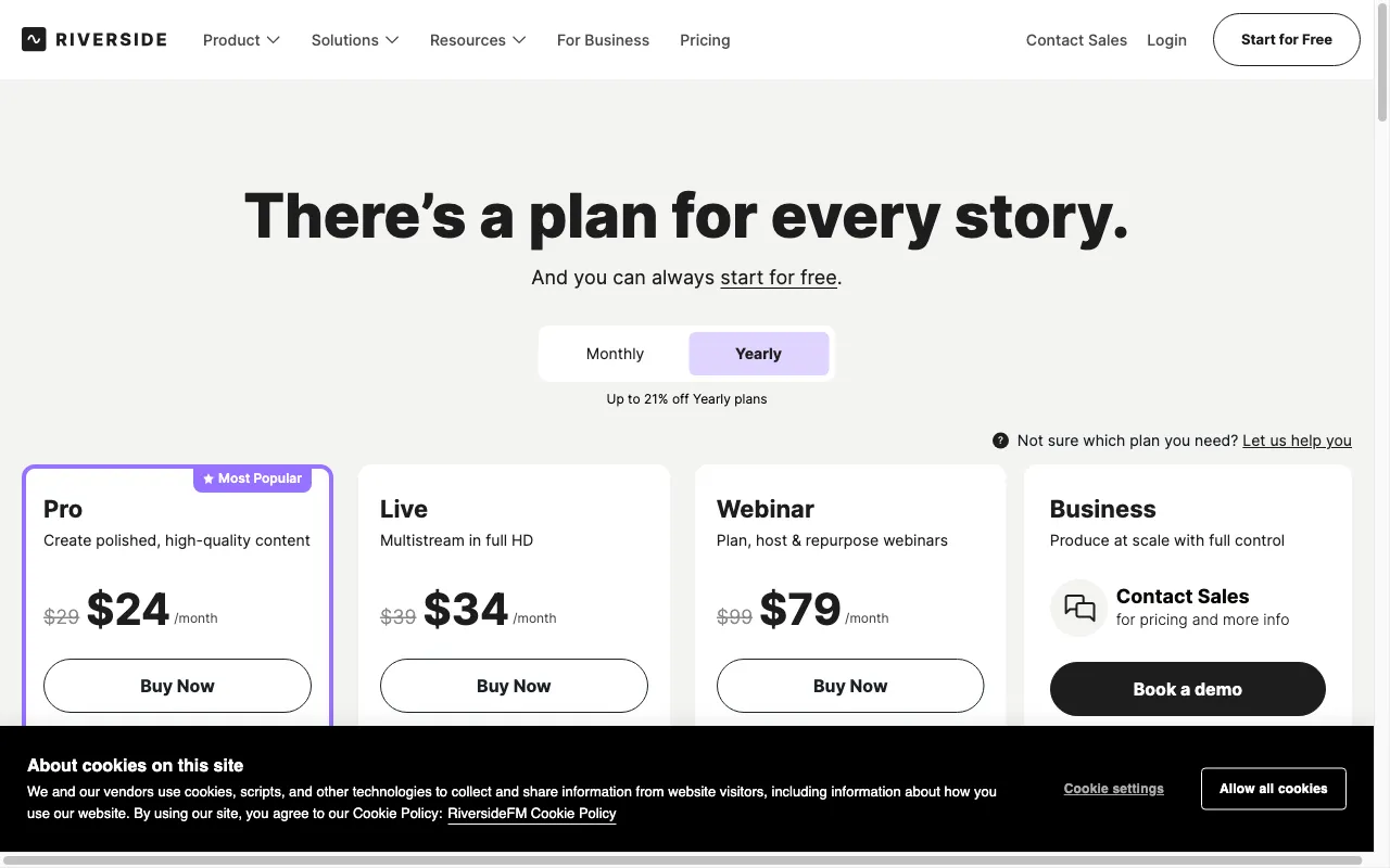 Riverside — pricing page
