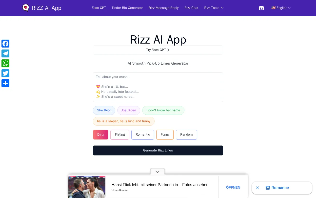 Rizzlines.app — preview screenshot