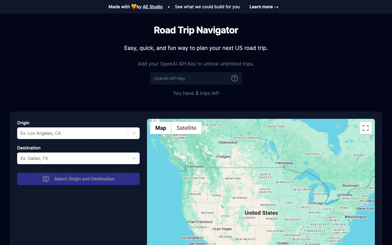 Road Trip Navigator — preview screenshot