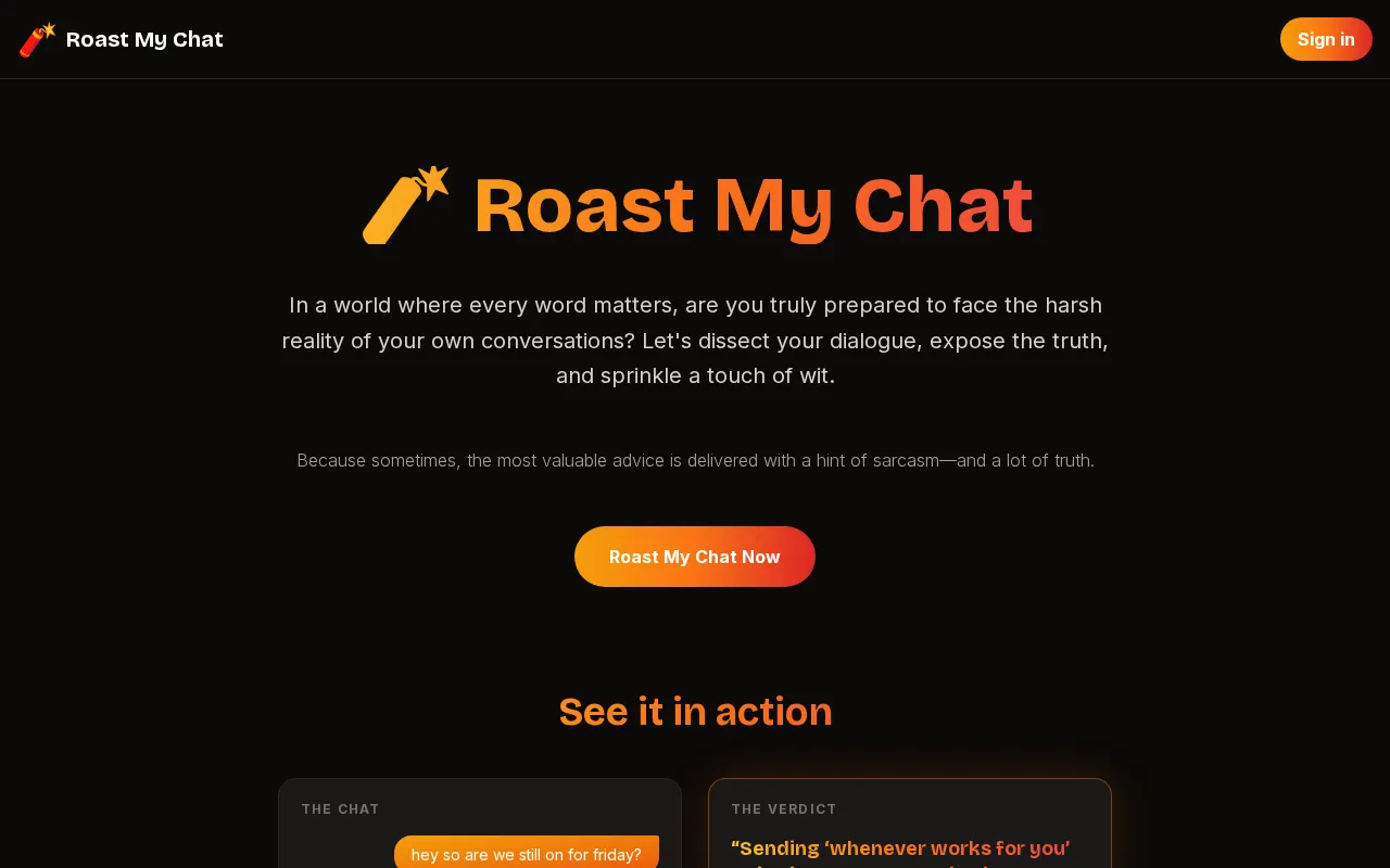 Roast My Chat — preview screenshot
