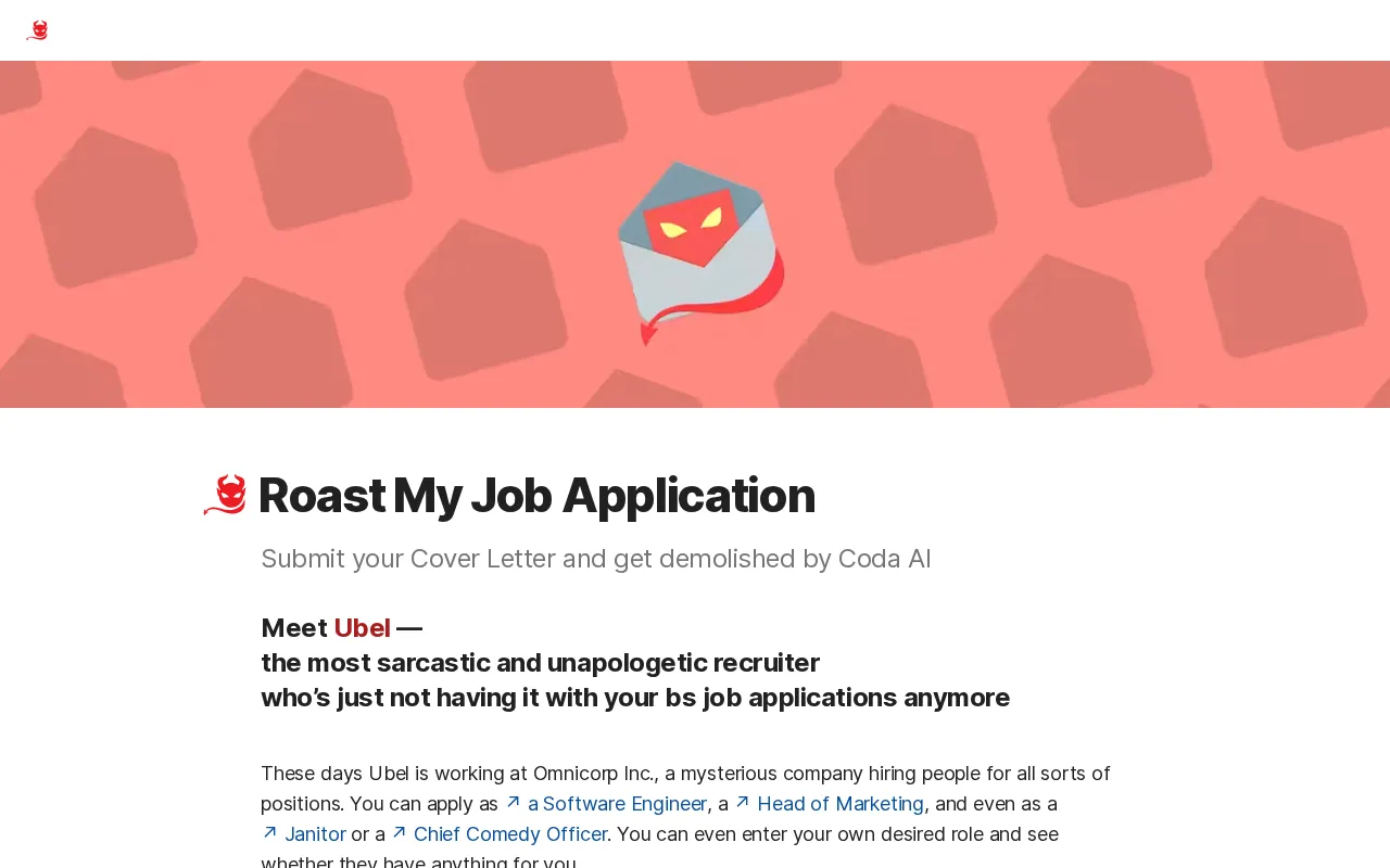 Roast My Job Application — preview screenshot