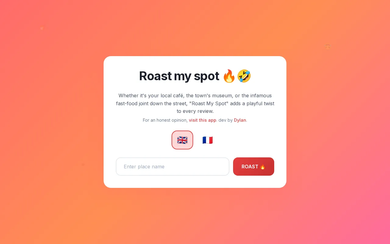 Roast my spot — preview screenshot
