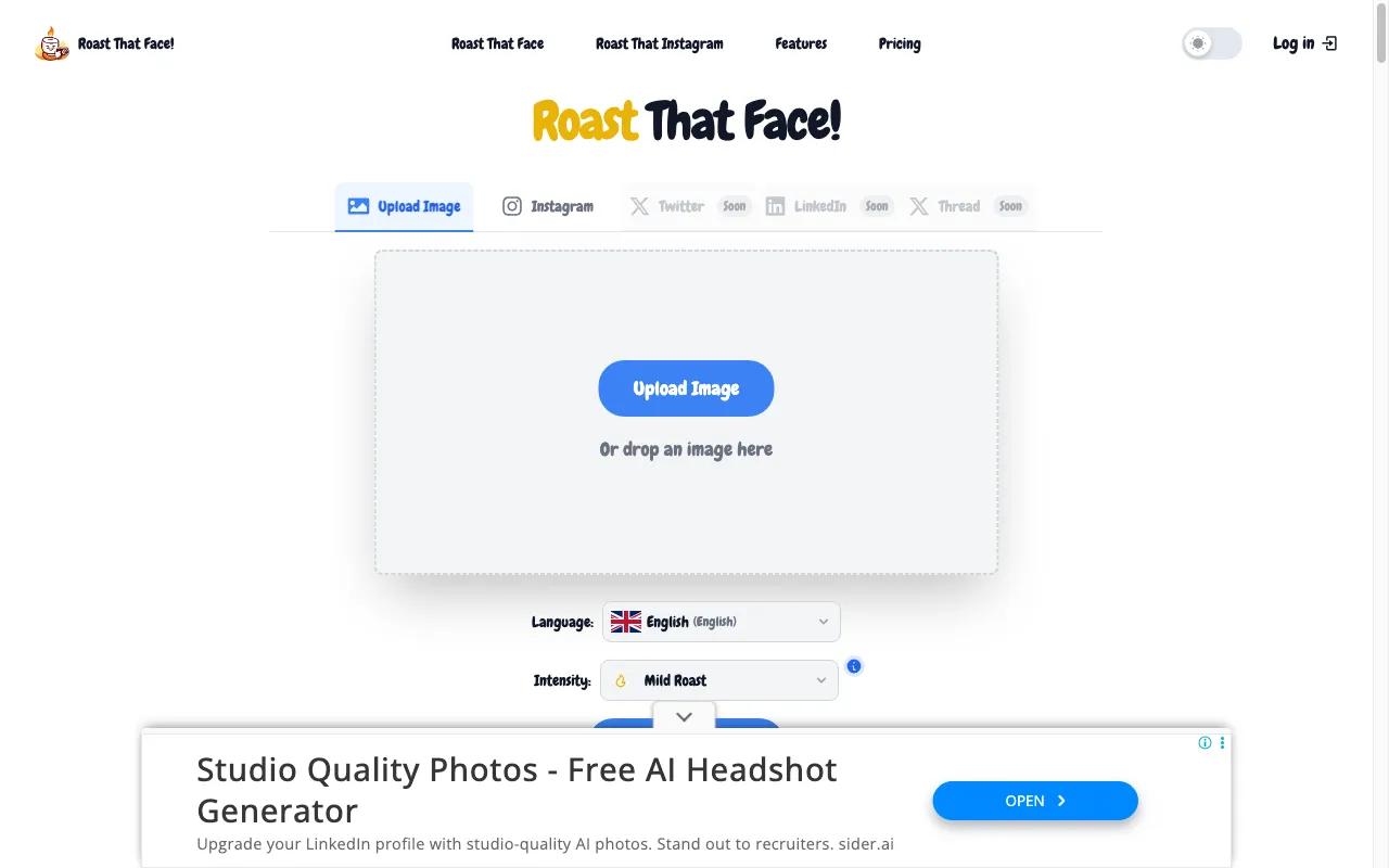 RoastThatFace — preview screenshot