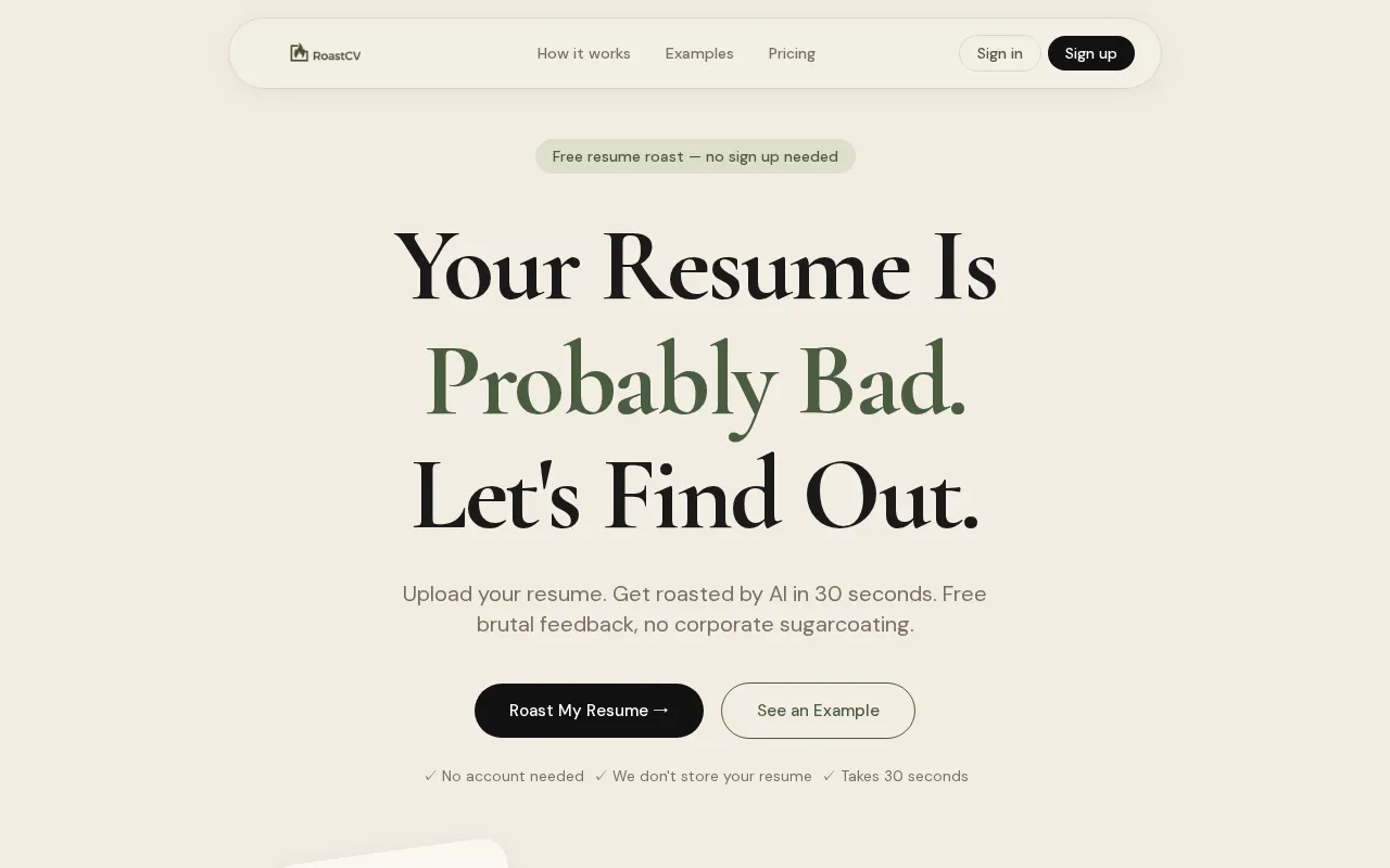 RoastCV — preview screenshot