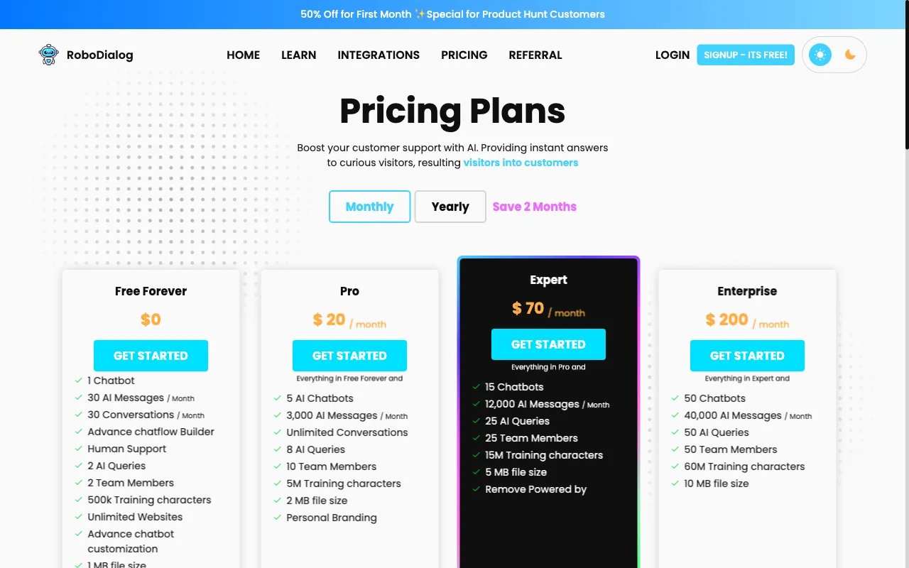 RoboDialog — pricing page