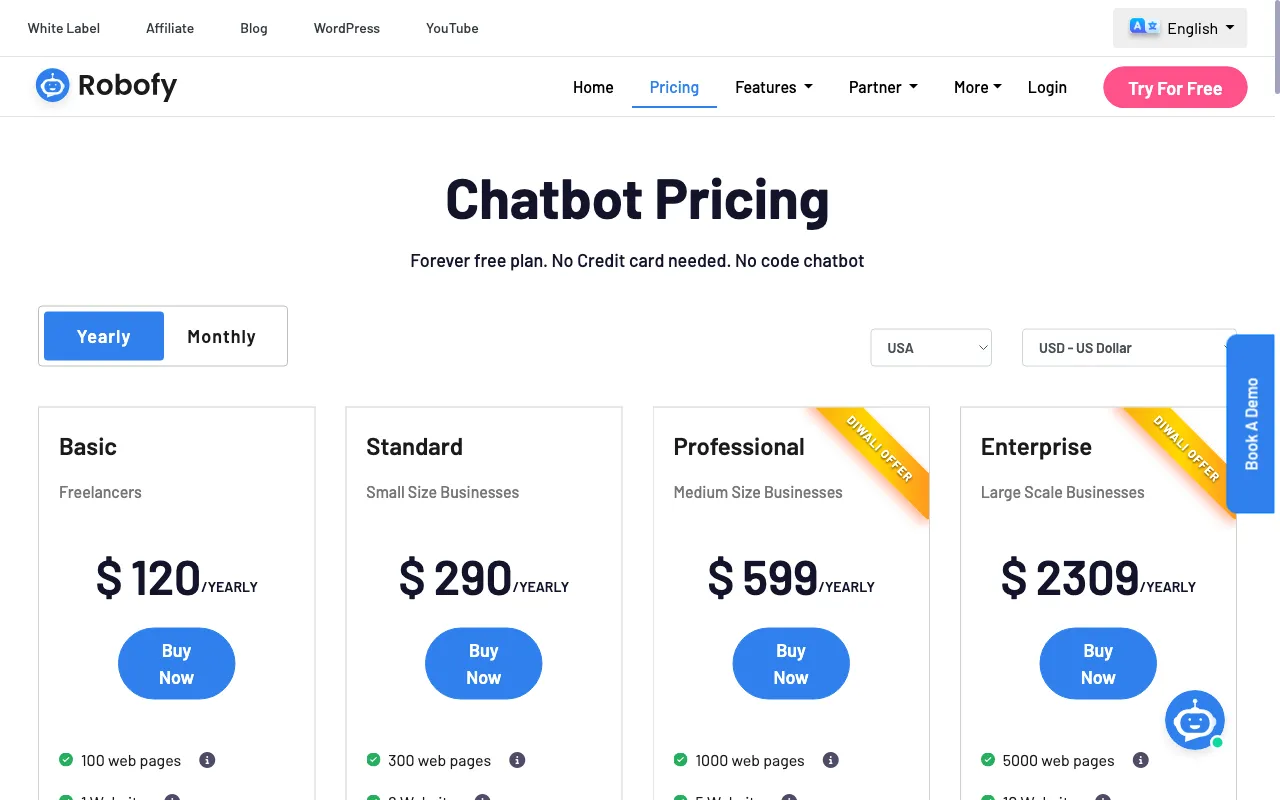 Robofy — pricing page