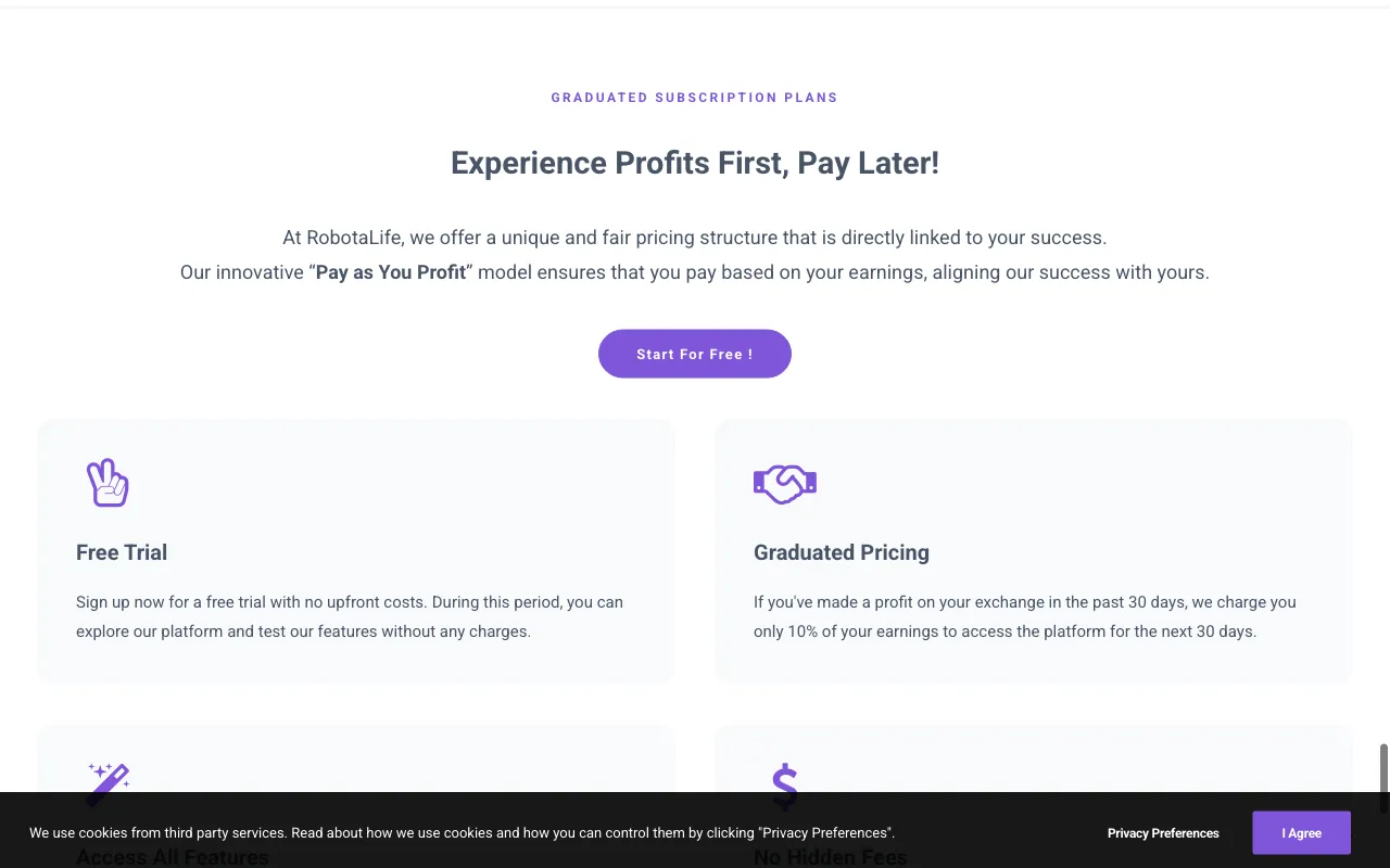 RobotaLife — pricing page