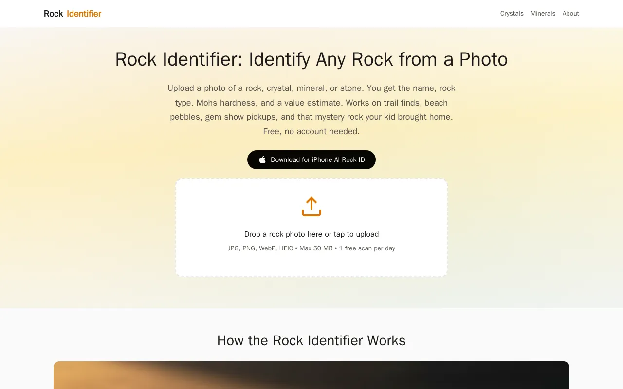 Rock Identifier.io — preview screenshot