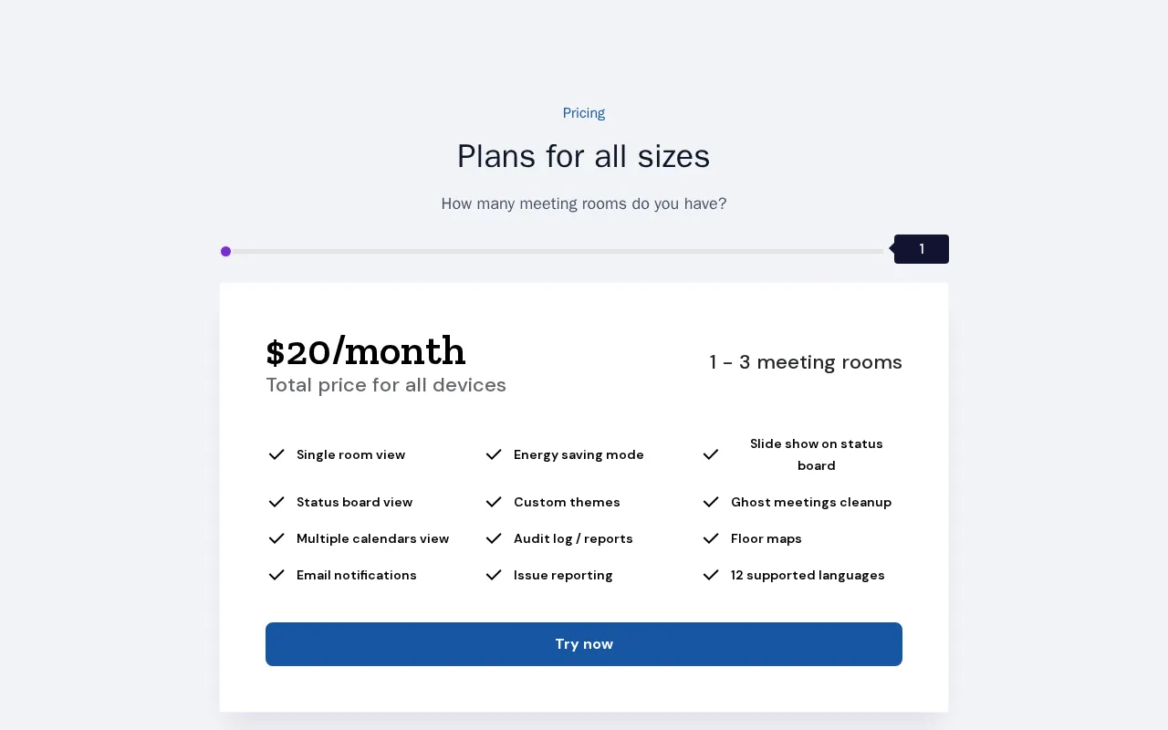 Roombelt — pricing page