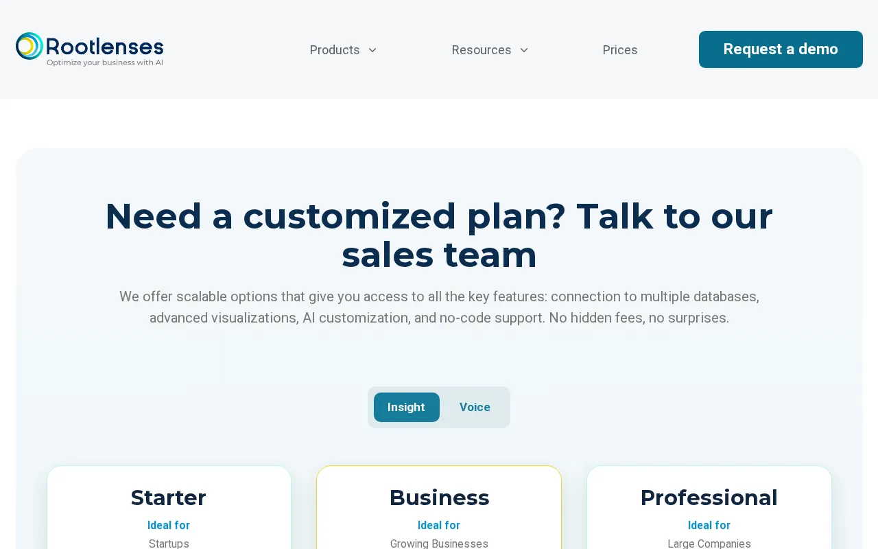 Rootlenses — pricing page