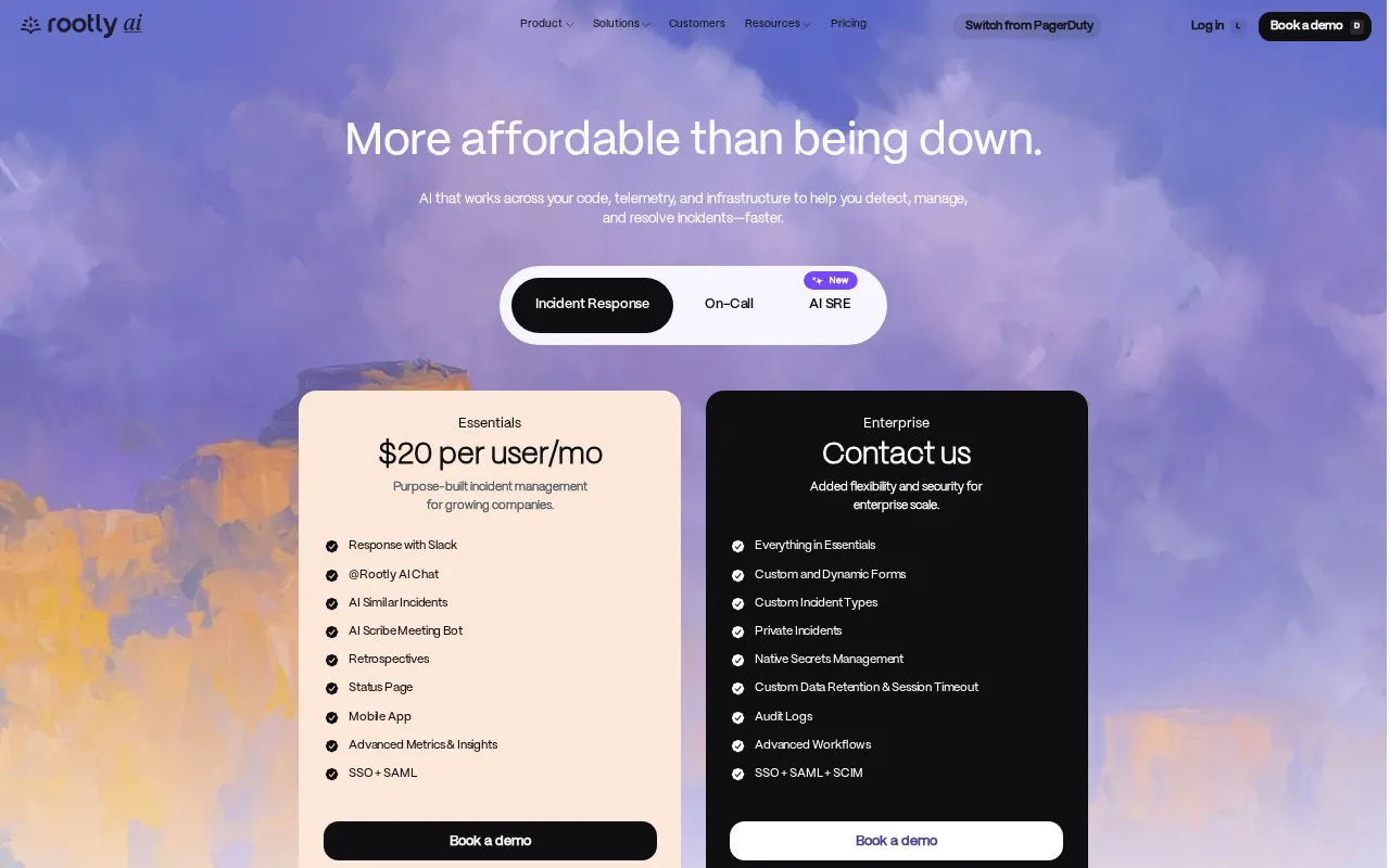 Rootly — pricing page