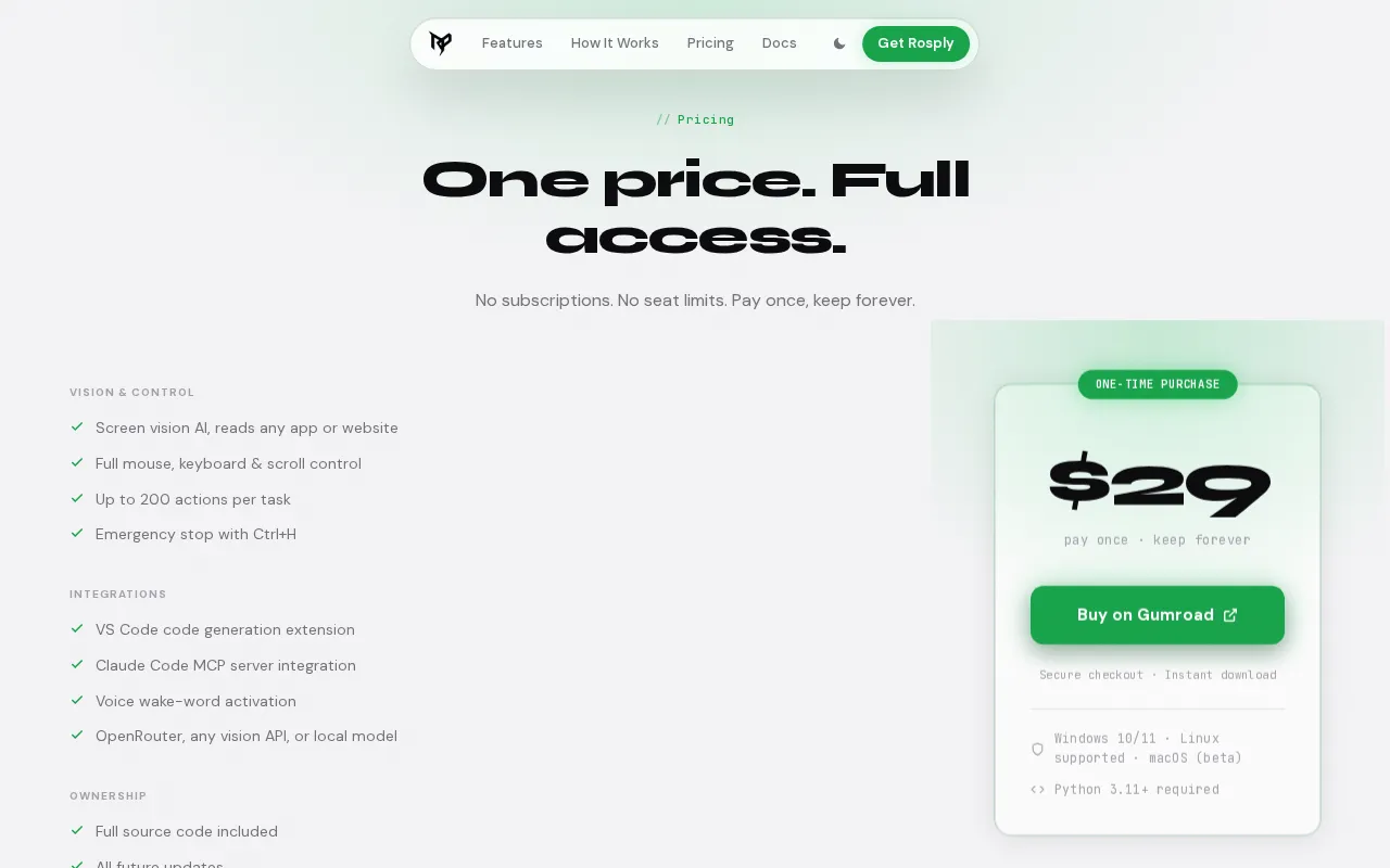 Rosply — pricing page