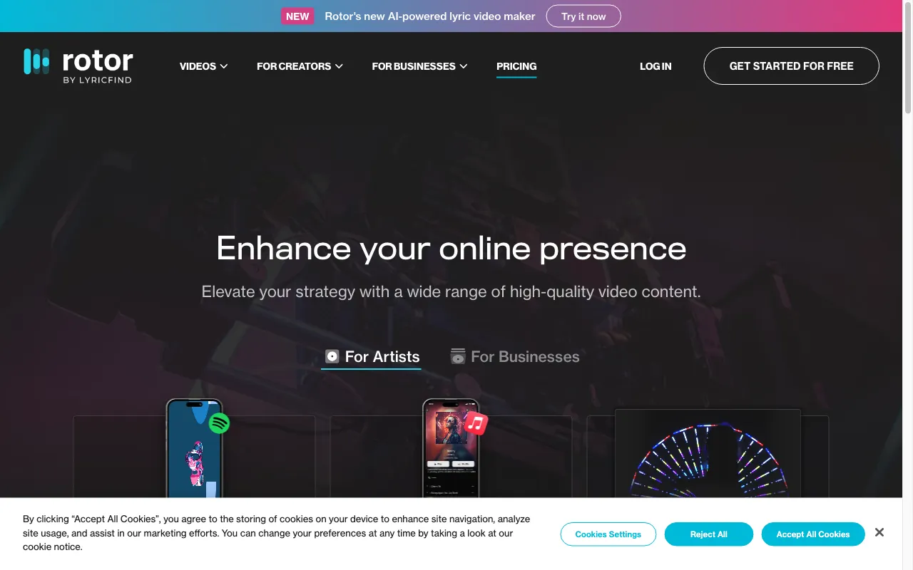 Rotor Videos — pricing page