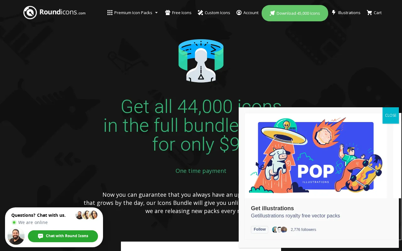 Round Icons — pricing page