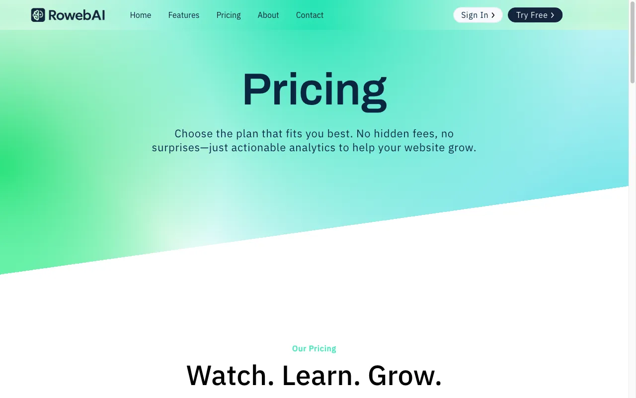 RowebAI — pricing page