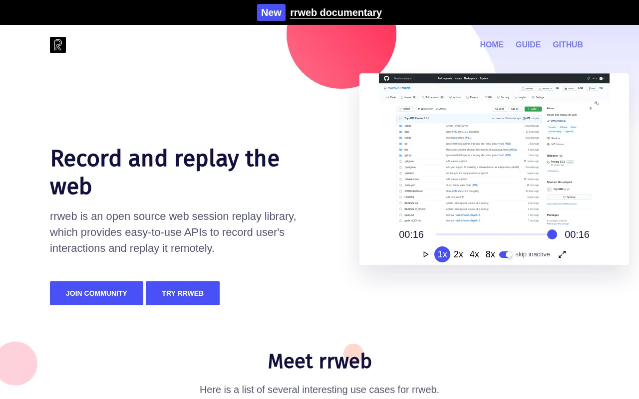 rrweb — preview screenshot