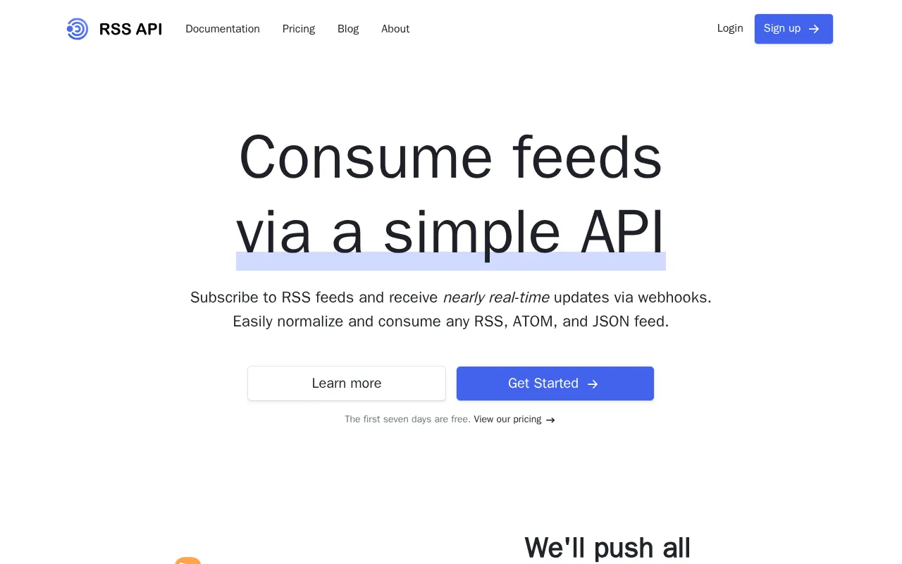 RSS API — preview screenshot