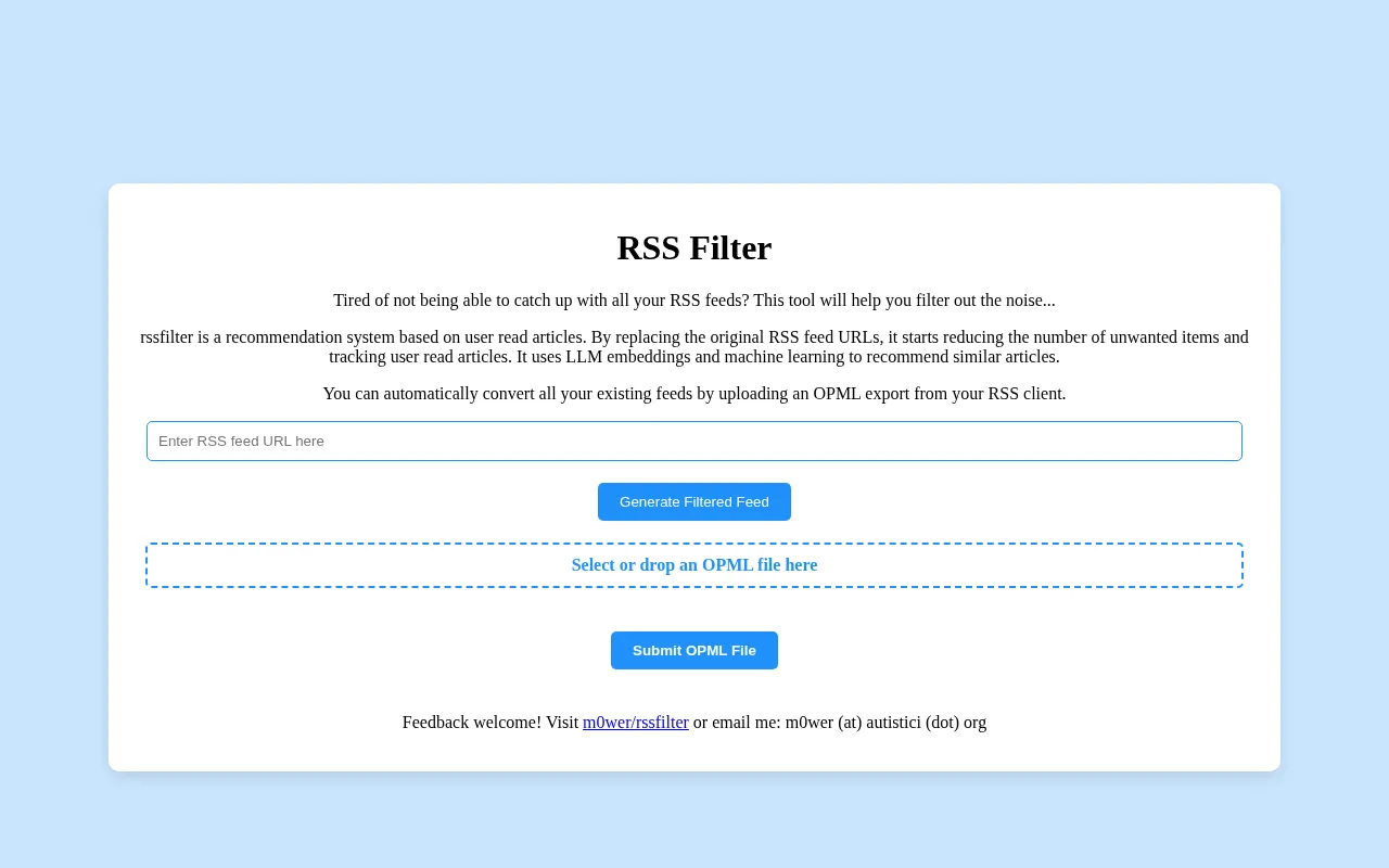 RSS filter — preview screenshot