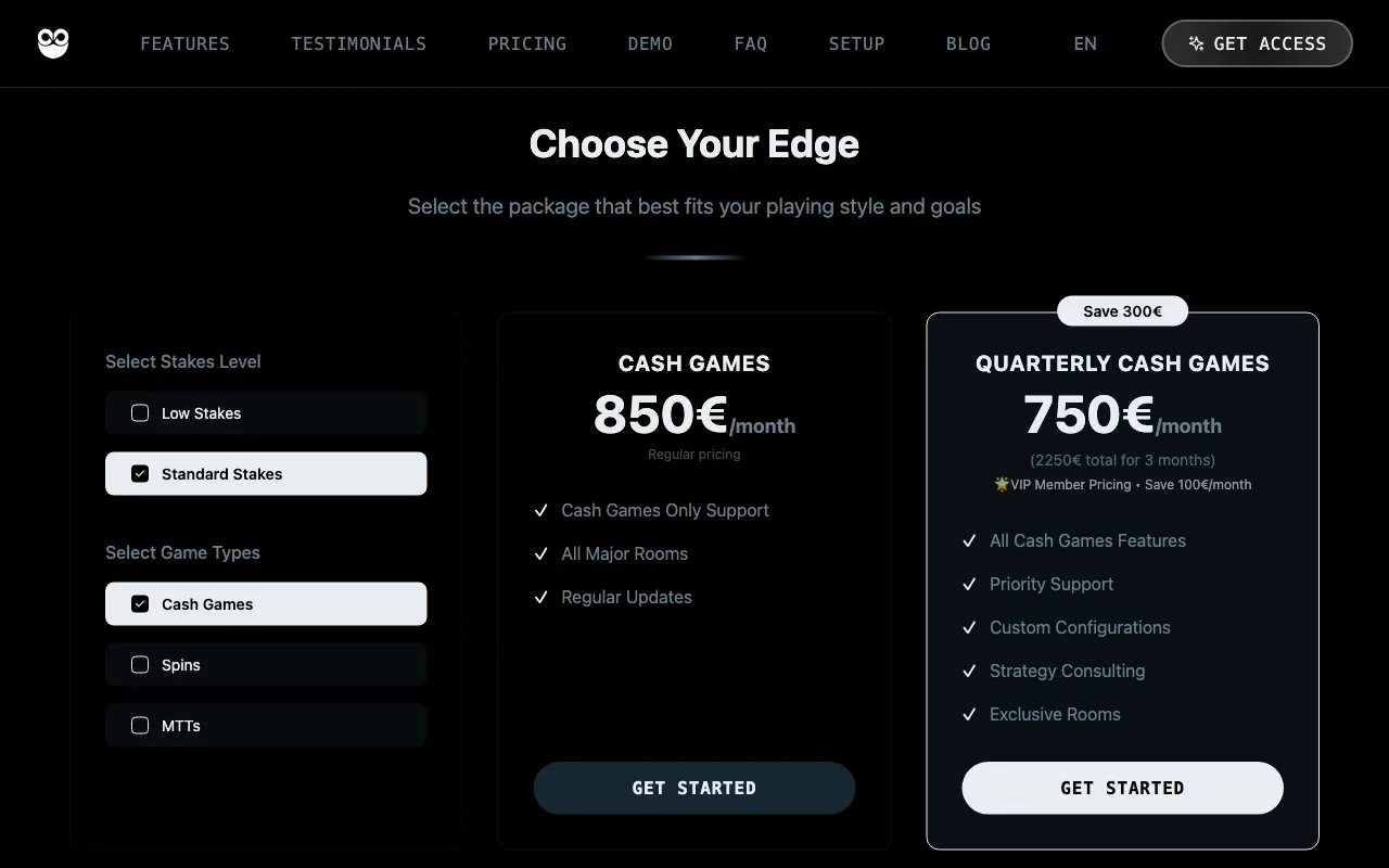 RTA.POKER — pricing page