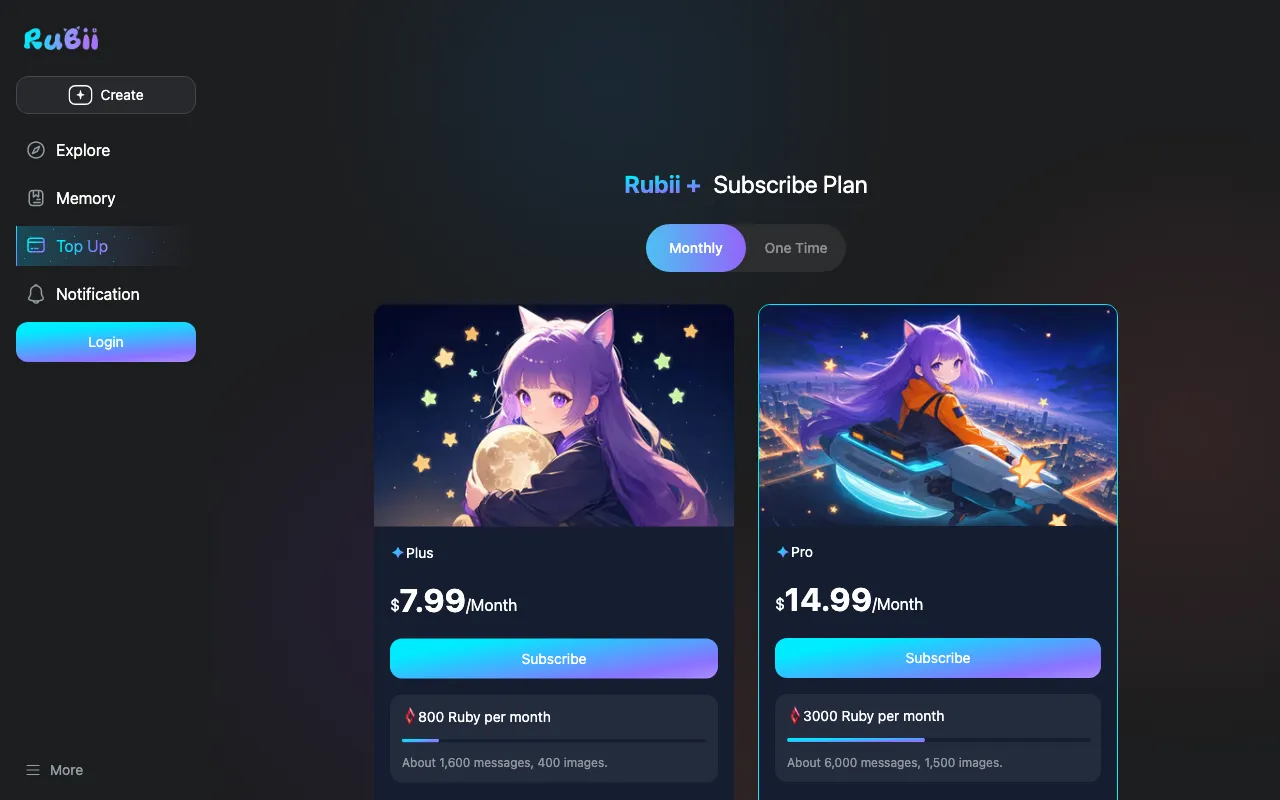 Rubii — pricing page