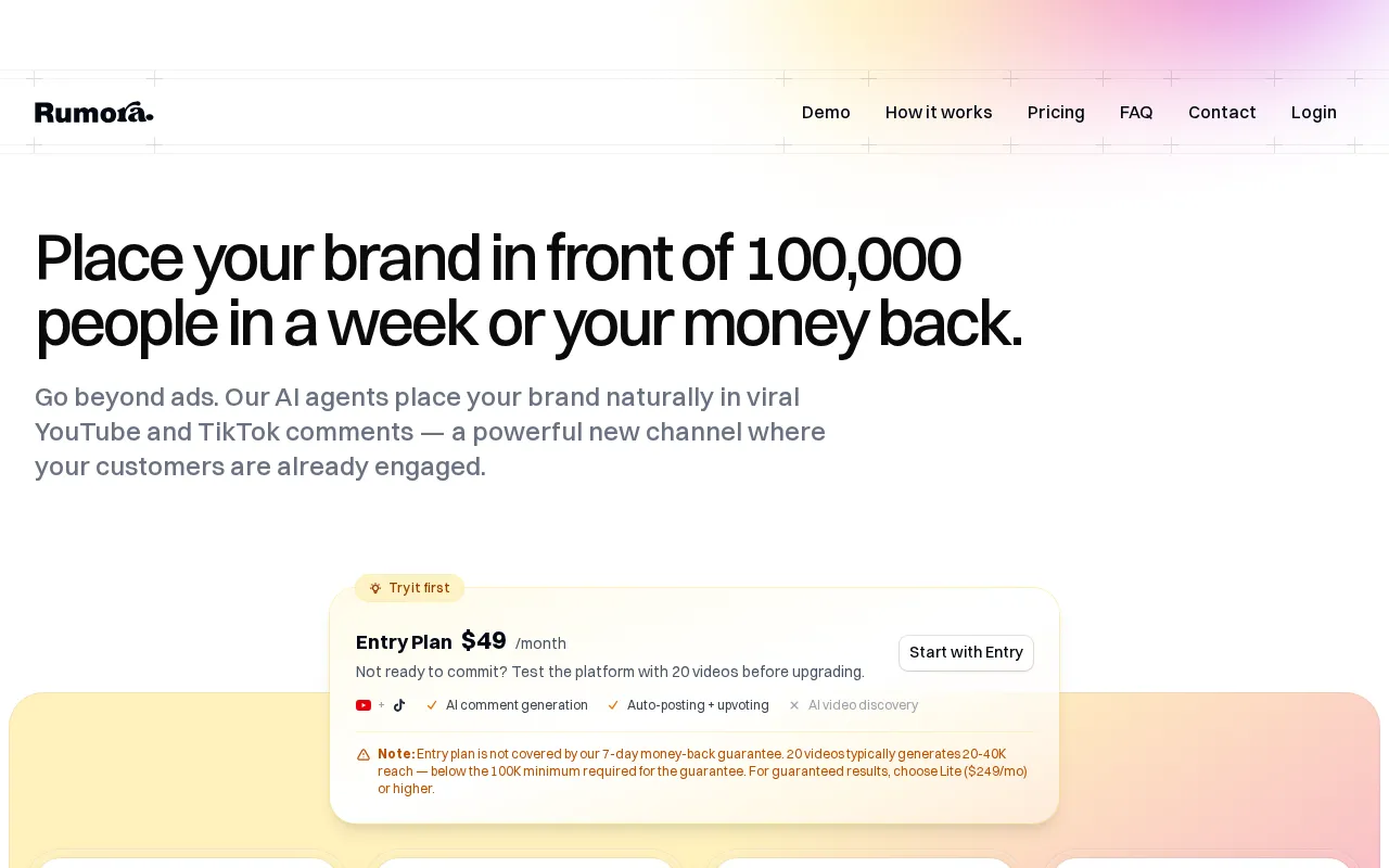 Rumora — pricing page