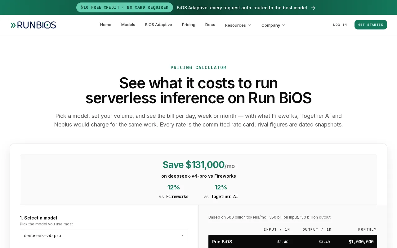 Run BiOS — pricing page