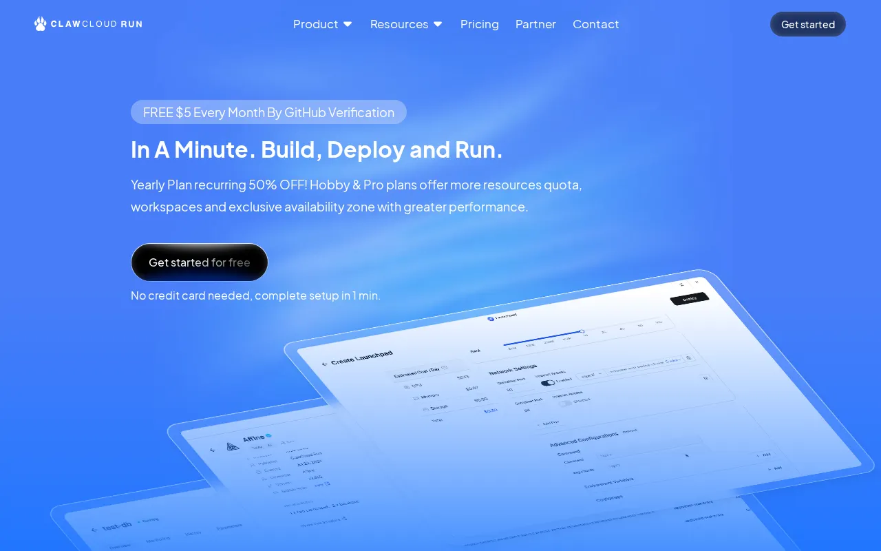 run.claw.cloud — preview screenshot