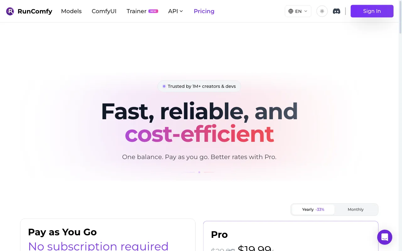 RunComfy — pricing page