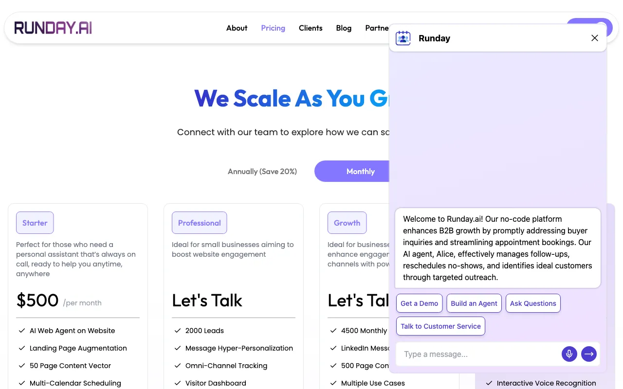 Runday — pricing page