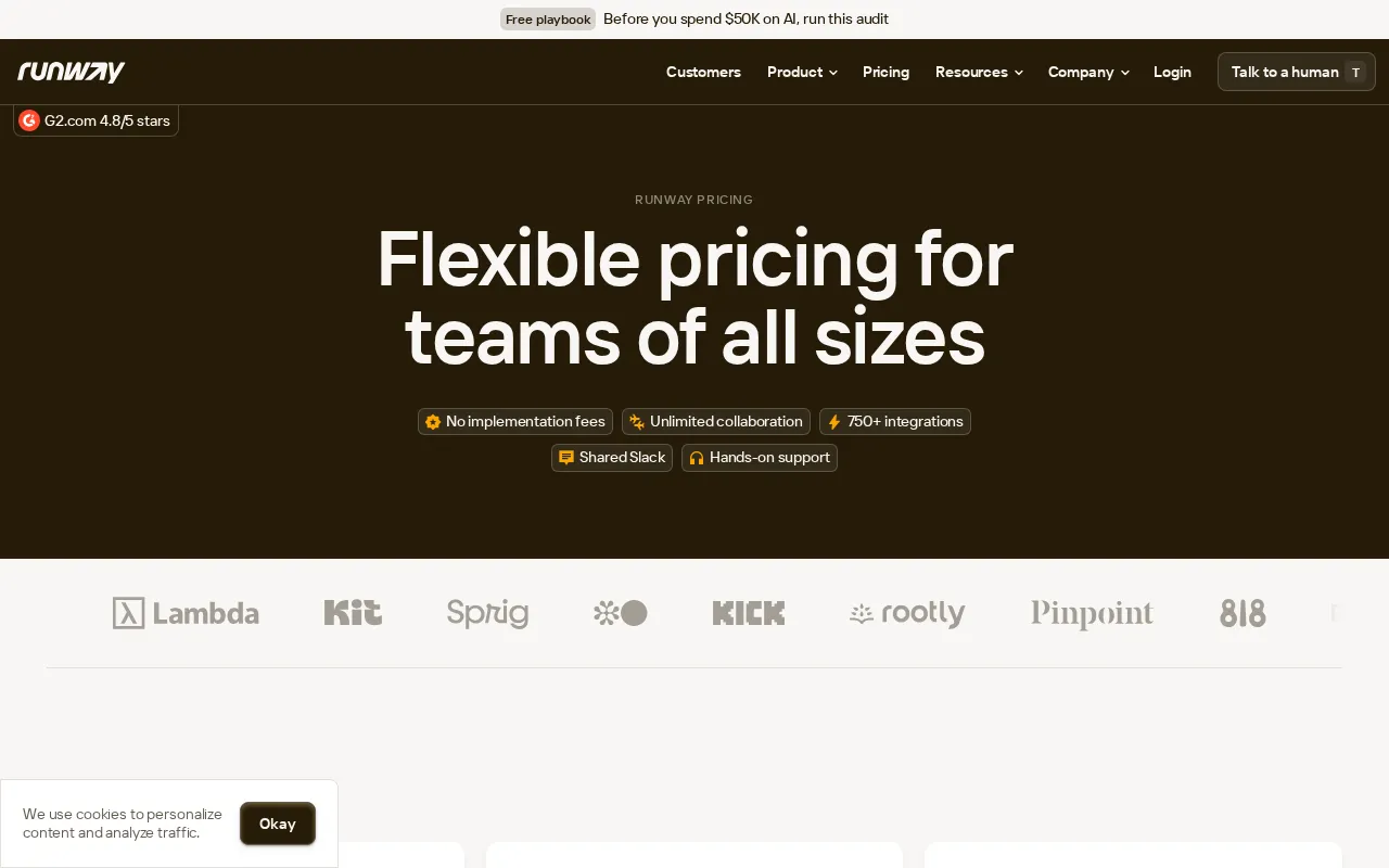 Runway FP&A — pricing page