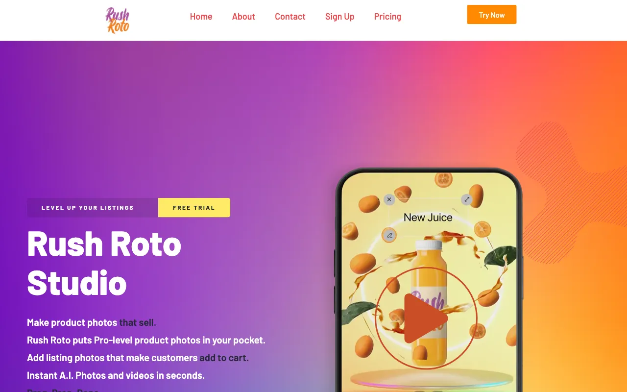 RushRoto Studio - Product Photos made instantly with A.I. — preview screenshot