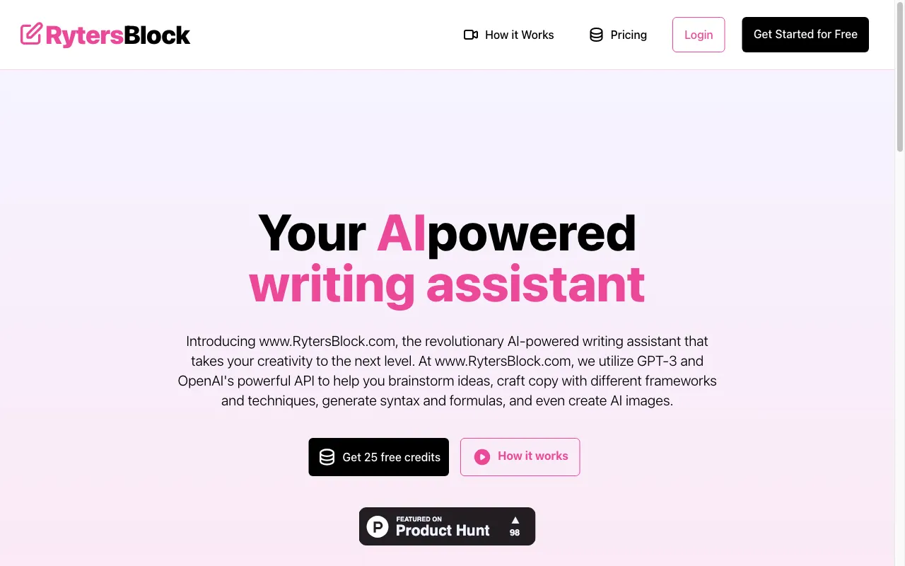 RytersBlock — pricing page