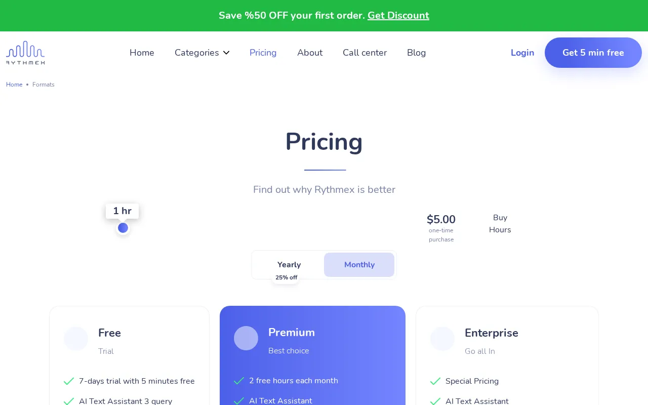 Rythmex — pricing page
