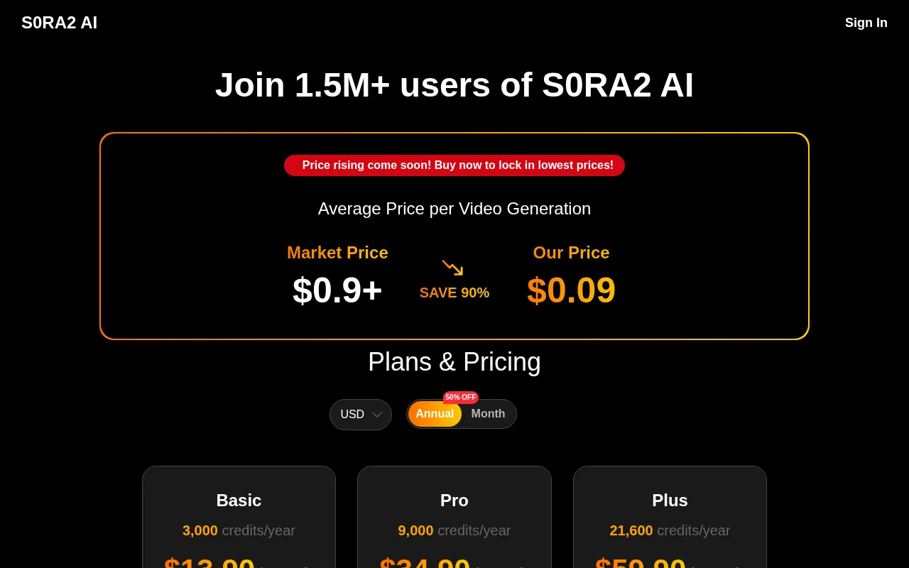 S0Ra2Ai — pricing page
