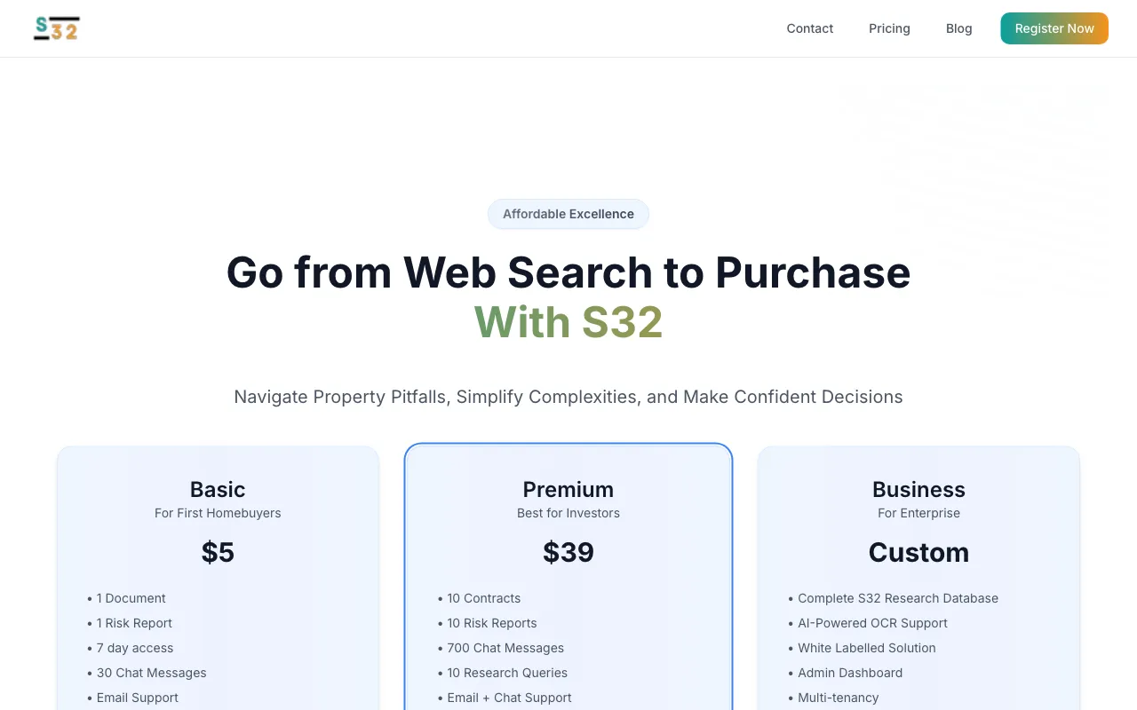 S32 — pricing page