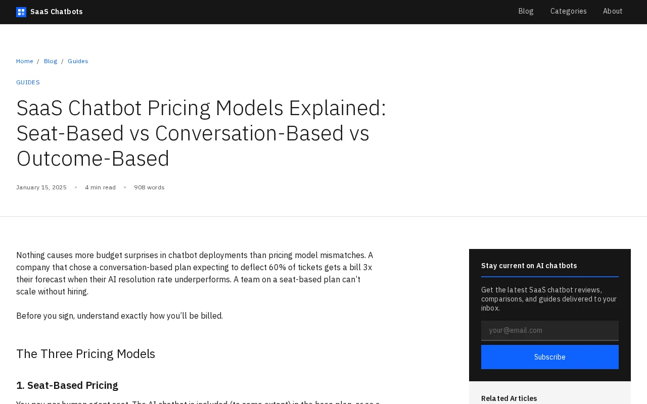 SaaS Chatbots — pricing page